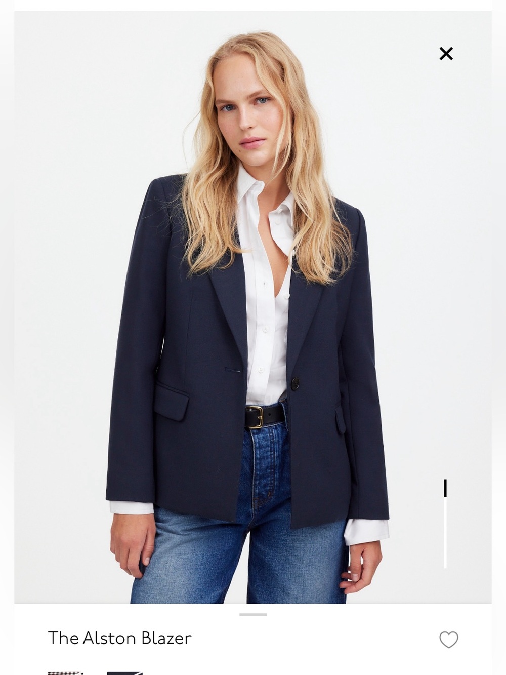 Madewell Navy Single-Button Tailored Blazer